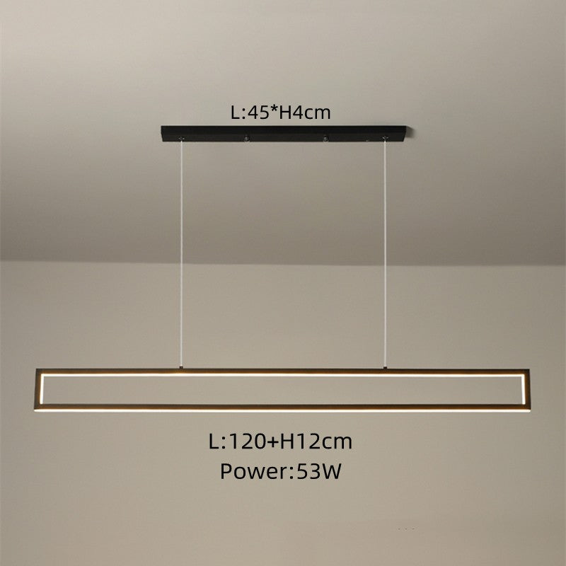 Lustra LED liniara suspendata 53W, dimensiuni 120x12cm corp si 45x4cm placa montaj, rama neagra