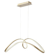 Lustra LED suspendata 108W aurie cu forma sculpturala, doua arce intrepatrunse, lumina reglabila 3000K-6500K