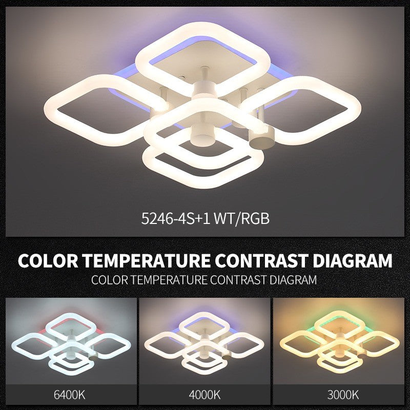 Plafoniera LED patrate acrilice - contrast temperaturi culoare 3000K, 4000K si 6400K cu efect RGB