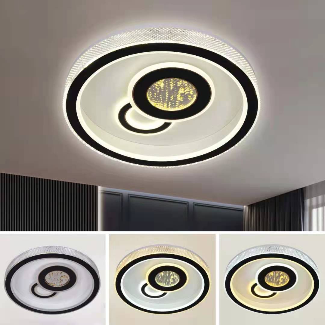 Plafoniera LED rotunda 120W cu inele concentrice, telecomanda WiFi 2.4G, lumina calda/neutra/rece, montaj tavan