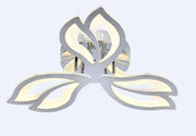 Plafoniera LED 60W cu design petale acril, finisaj crom, telecomanda WiFi, lumina calda/neutra/rece reglabila