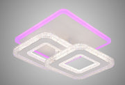 Lustra LED RGB 45W montaj tavan, design dublu patrat acrilic cristal, retroiluminare RGB violet, 2000 lm