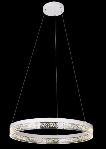 Lustra LED ring 44W, 2000lm, design circular cu efect bule transparente, lumina reglabila, suspendata
