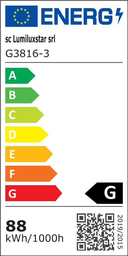 Plafoniera LED eticheta energetica clasa G, consum 88 kWh/1000h
