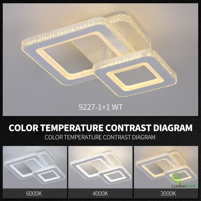 Lustra LED de tavan cu trei temperaturi de culoare: 6000K, 4000K si 3000K, comparatie vizuala