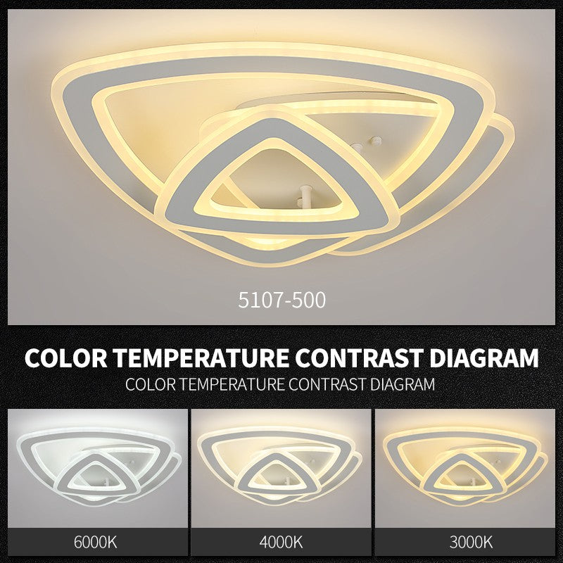 Plafoniera LED triunghiuri - comparatie temperaturi de culoare 6000K, 4000K si 3000K