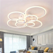 Lustra LED 8 cercuri acril 160W montaj tavan, lumina reglabila 3000K-6500K, living modern