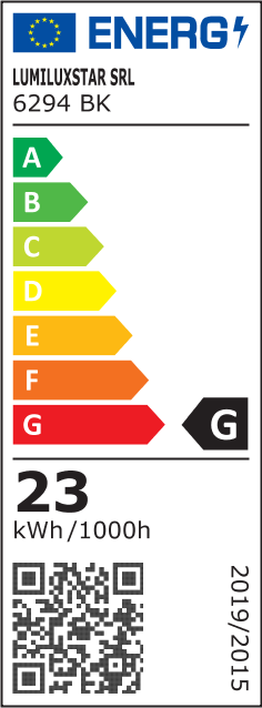 Eticheta energetica clasa G, consum 23 kWh/1000h, corp de iluminat LED suspendat