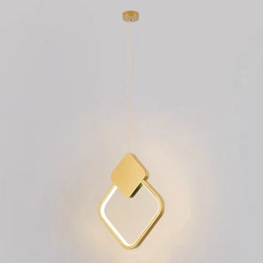 Lustra LED suspendata 13W, forma romb, finisaj auriu, lumina calda neutra rece 3000K-6500K, 650 lm