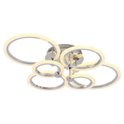 Lustra LED tavan 6 inele crom acril, 160W, 8000 lumeni, telecomanda WiFi, lumina reglabila