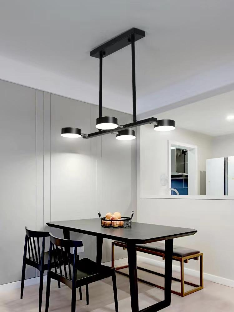 Lustra LED suspendata 60W 5000lm, 4 capete, lumina reglabila calda/neutra/rece, control WiFi 2.4G, finisaj negru mat