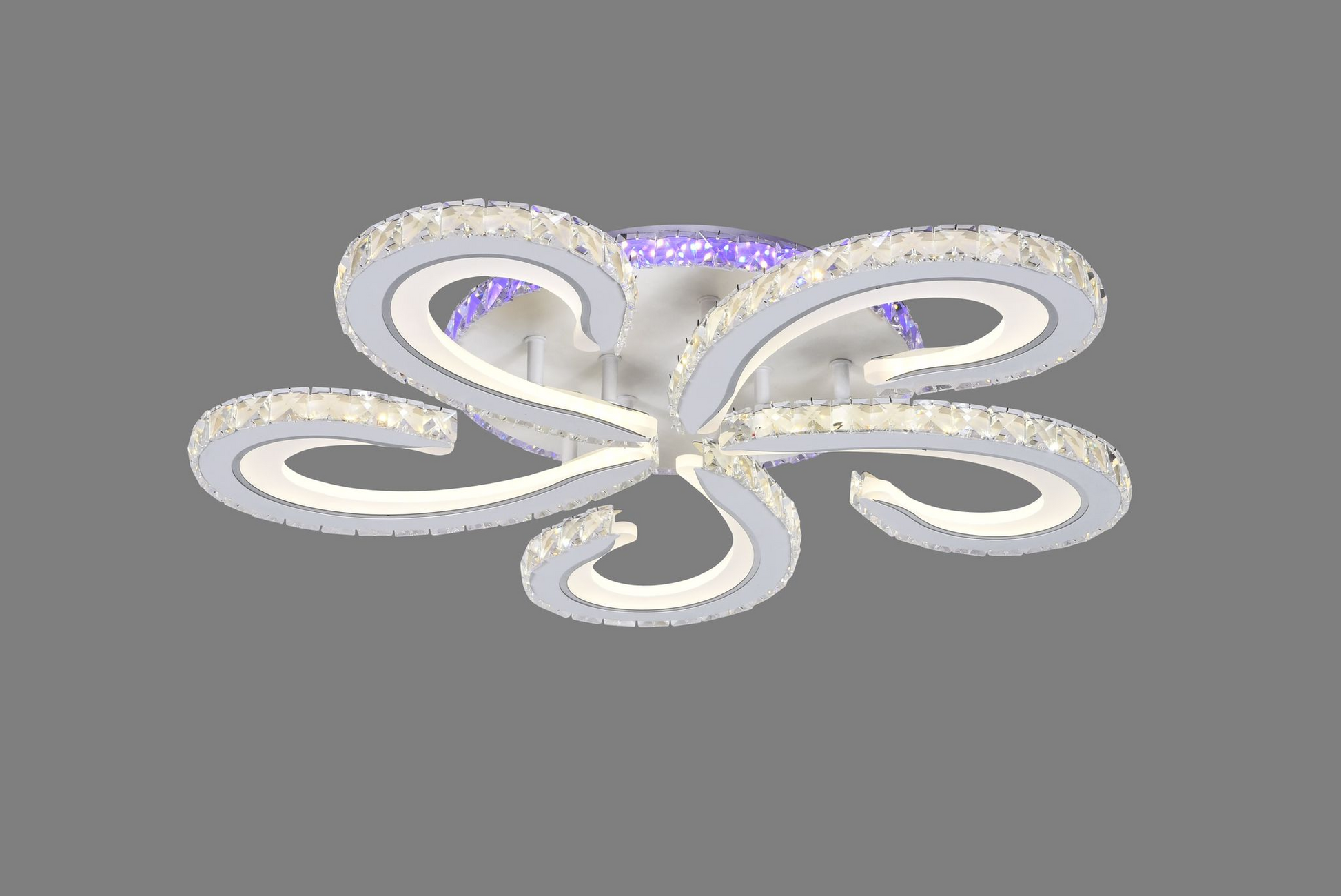 Plafoniera LED cristal 188W, flux 7500 lumeni, lumina calda/neutra/rece reglabila, design floral cu elemente decorative