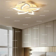 Plafoniera LED florala 120W, lumina calda/neutra/rece reglabila, montaj tavan, design acril alb, D58cm