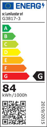 Eticheta energetica clasa G, consum 84 kWh/1000h, lustra LED tavan 84W cu trei inele
