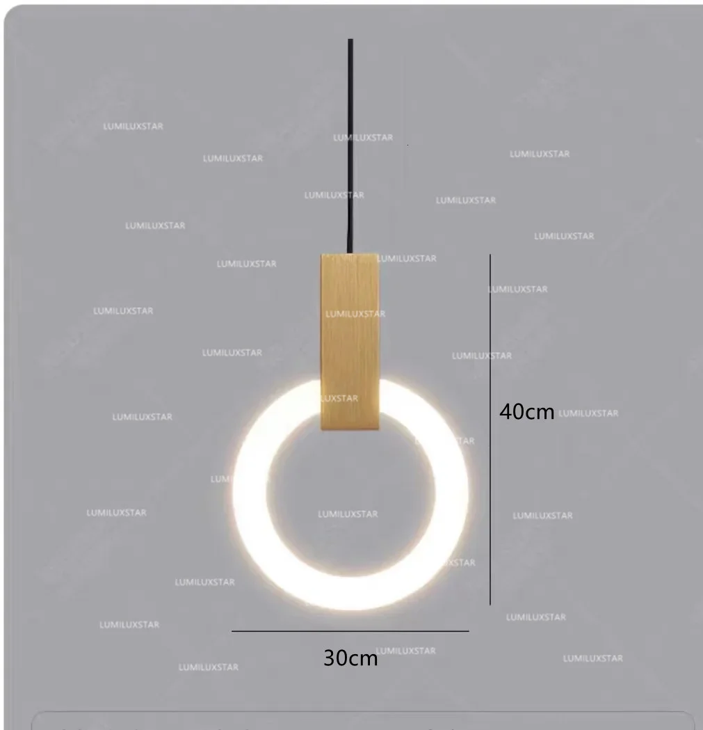 Lustra LED suspendata inel circular 20W, diametru 30cm, lumina calda/neutra/rece, finisaj auriu periat