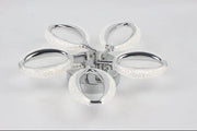 Lustra LED tavan 88W 4500lm cu 5 inele ovale din acril cristalizat si structura cromata, lumina reglabila
