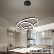 Lustra LED cu 2 inele suspendata, 43W, lumina reglabila 3000K-6400K, finisaj maro mat, montaj bucatarie