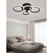 Plafoniera LED 4 inele negre 74W 3500lm montaj tavan, lumina reglabila calda neutra rece, dormitor modern