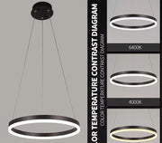 Lustra LED inel 33W suspendata, rama maro, comparatie temperaturi culoare 6400K, 4000K si 3000K
