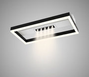 Lustra LED 36W montaj tavan, rama neagra rectangulara cu spoturi centrale si inel luminos difuz, 1600 lm
