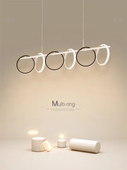 Lustra LED pendanta 120W cu inele din acril, reglabila 3000-6500K, design modern multi-ring pentru living