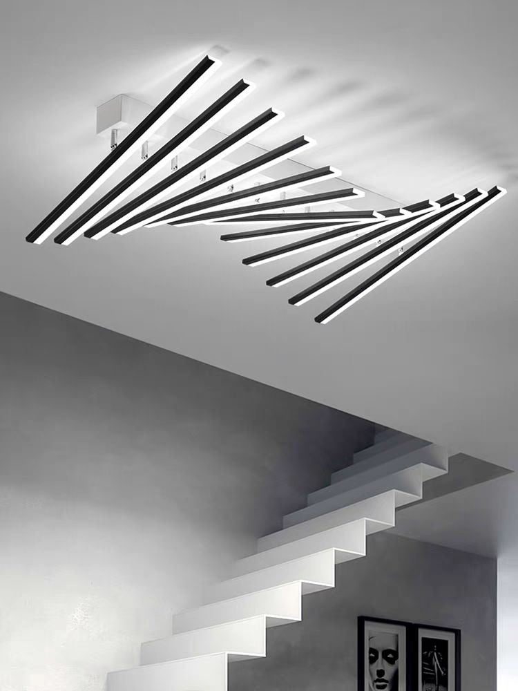 Lustra LED 228W cu bare in evantai, 3 temperaturi culoare 3000K-6500K, montaj tavan, design modern living