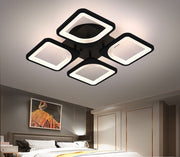 Plafoniera LED 88W cu 4 module patrate negre, telecomanda WiFi 2.4G, lumina reglabila 3000K-6500K, montaj tavan