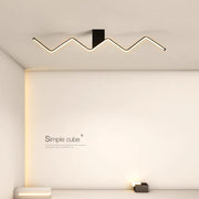 Lustra LED 56W zigzag 120cm negru mat, lumina reglabila calda/neutra/rece, montaj tavan, 3000lm