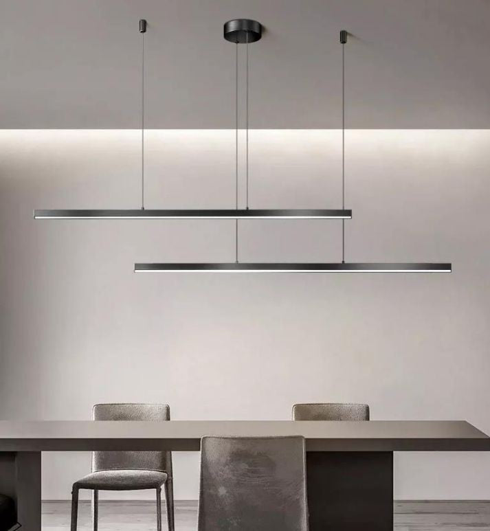 Lustra LED liniara suspendata 72W, 150cm, lumina reglabila cald-rece, design minimalist pentru masa de dining