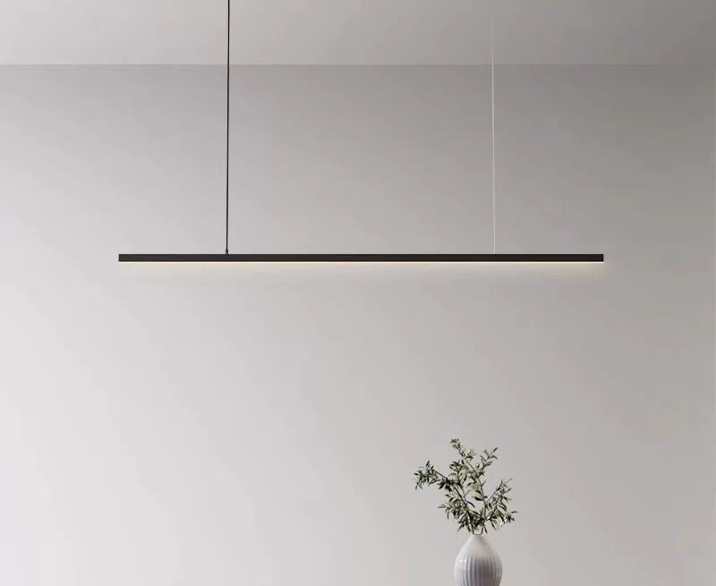 Lustra LED bar minimalist negru mat 36W, lungime 100cm, lumina reglabila calda/neutra/rece, control WiFi 2.4G