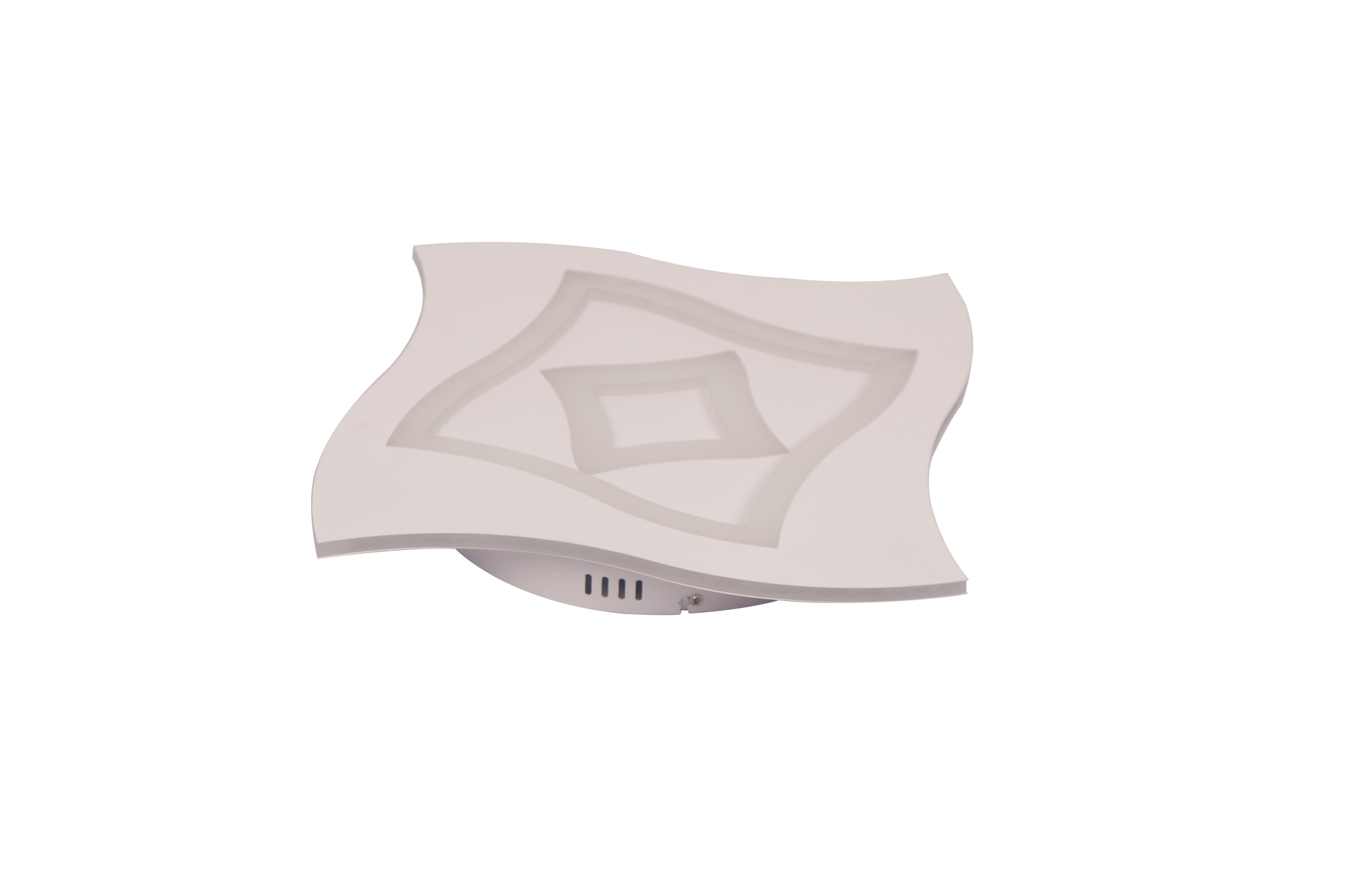 Plafoniera LED 83W stinsa, vedere de sus cu design geometric ondulat din acril si metal alb
