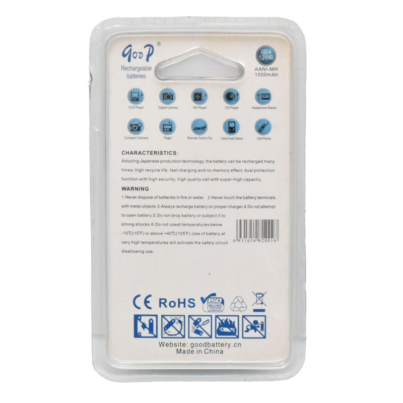 Set 4 Buc Acumulatori GooD R6 AA, 1500mAh, Ni-Mh