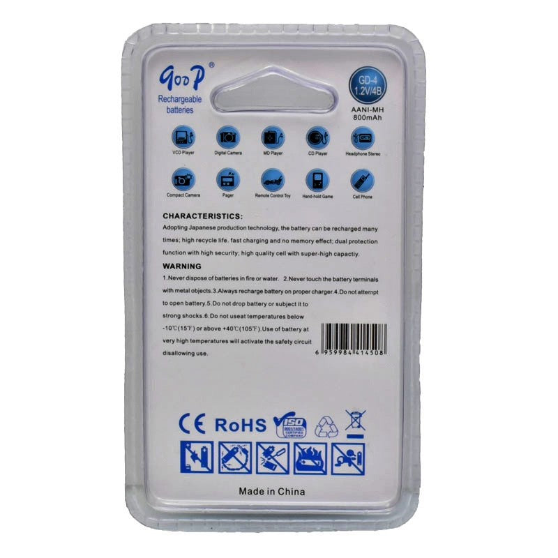 Set 4 Buc Acumulatori GooD R6 AA, 800mAh, Ni-Mh