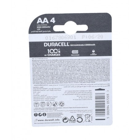 Set 4 Buc Acumulatori R6 AA Duracell, 2500mAh, Ni-MH