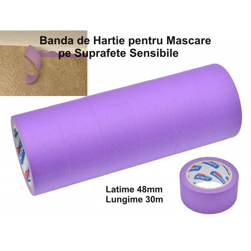 Set 6 x Banda de Hartie pentru Mascare, Latime 48mm, Lungime 30m per rola, Mov