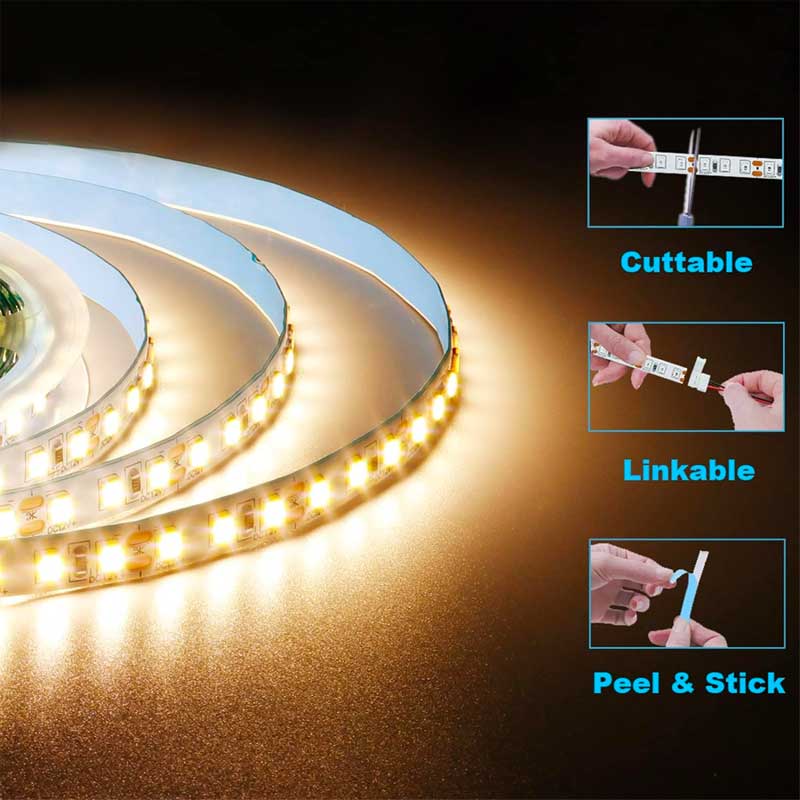 Banda LED SMD5050 - 120 LED/m, Iluminat Alb-Cald, Exterior IP65 - Rola de 5 Metri, ElectroAZ