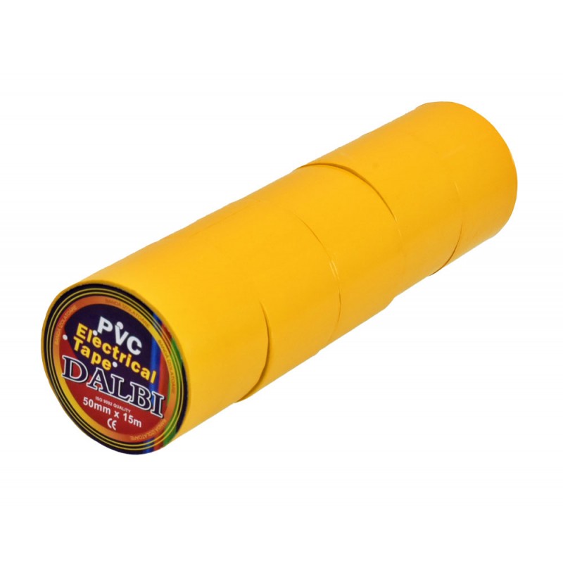 Set 5x Banda izolier, Lata, 50mm, PVC, Lungime 15m, Galben