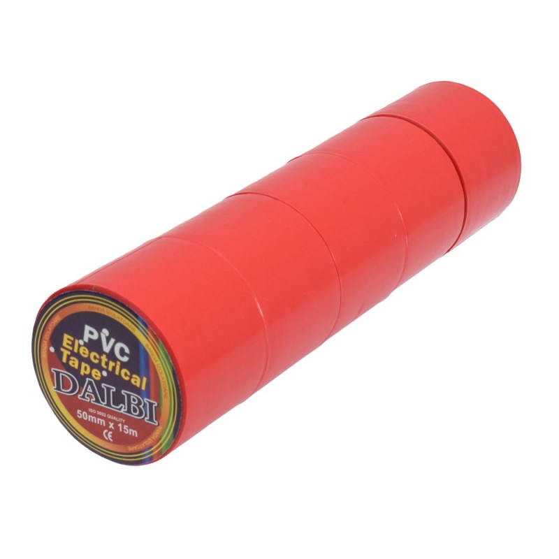 Set 5x Banda izolier, Lata, 50mm, PVC, Lungime 15m, Rosu