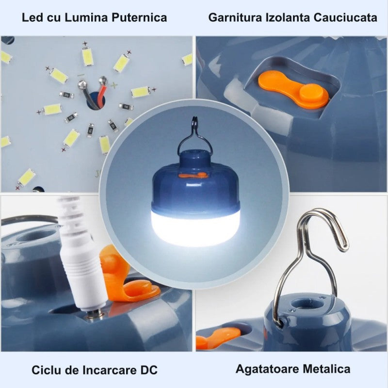 Bec Led 40W cu Acumulator pentru Camping