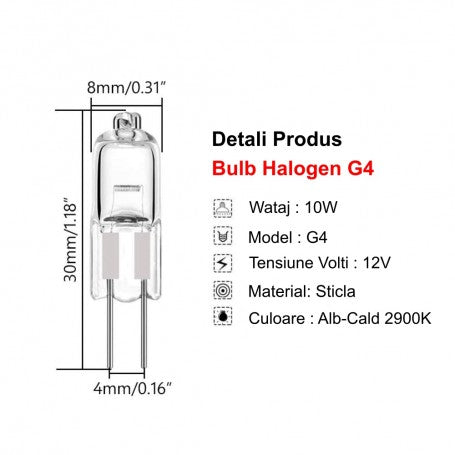 Bec cu Halogen GU4, Bulb, 35W, Alb cald