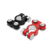 Borne Pentru Baterie Auto, 2 Buc Rosu/Negru, Aluminiu Dur Eloxat