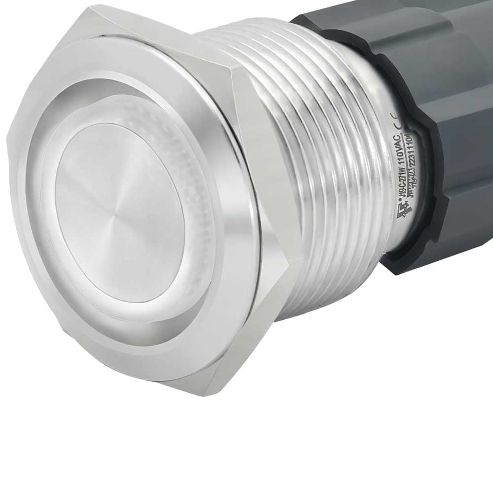 Buton Metalic Push 22mm cu REVENIRE, 220V-10A, Led Alb, ElectroAZ