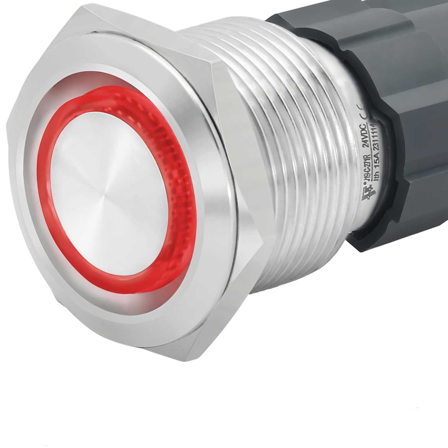Buton Metalic Push 22mm cu REVENIRE, 220V-10A, Led Rosu, ElectroAZ