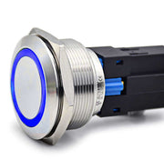 Buton Push 30mm cu Revenire 24V Led Albastru