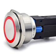 Buton Push 30mm cu Retinere 24V Led Rosu