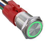 Buton Metalic Push 19mm cu REVENIRE, 220V-10A, Led Verde, ElectroAZ