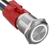 Buton Metalic Push 19mm cu REVENIRE, 220V-10A, Led Alb, ElectroAZ