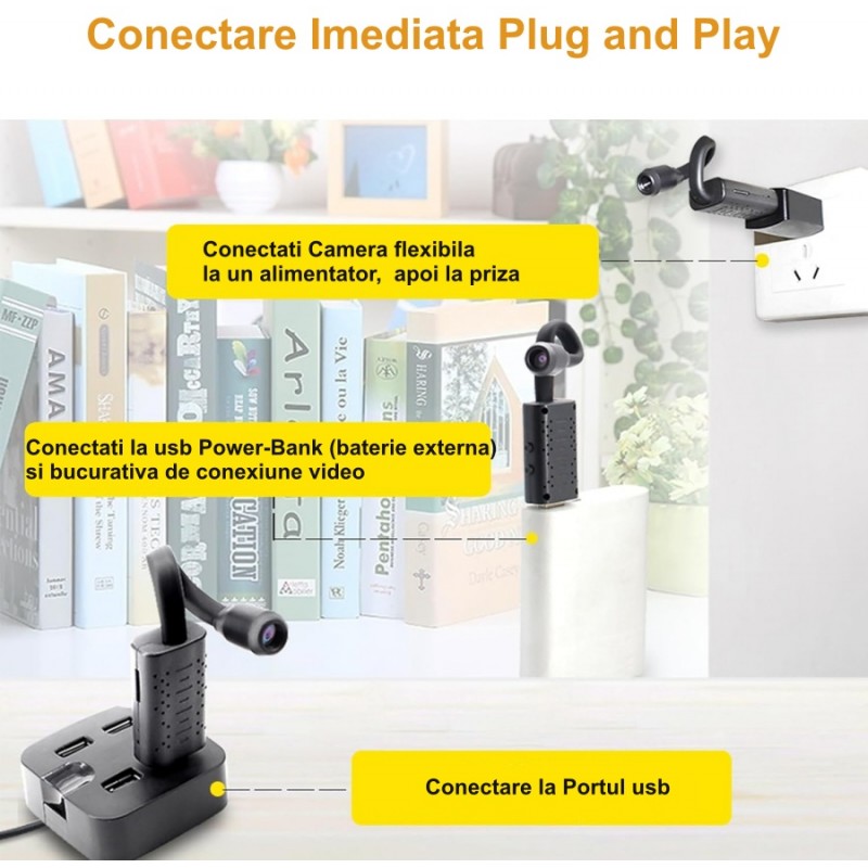 Camera de Supraveghere Mini HD Flexibila cu IP / APP - V380Pro
