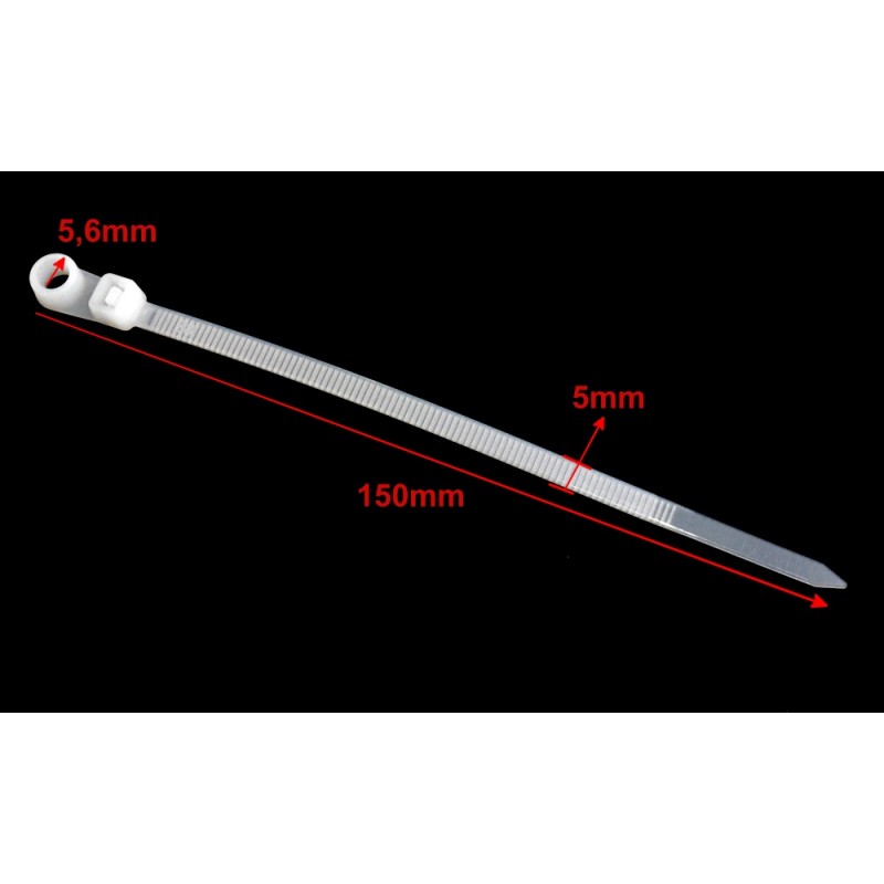 Set 100 x Colier de Plastic cu Cap Montabil, 5 x 150mm, Alb