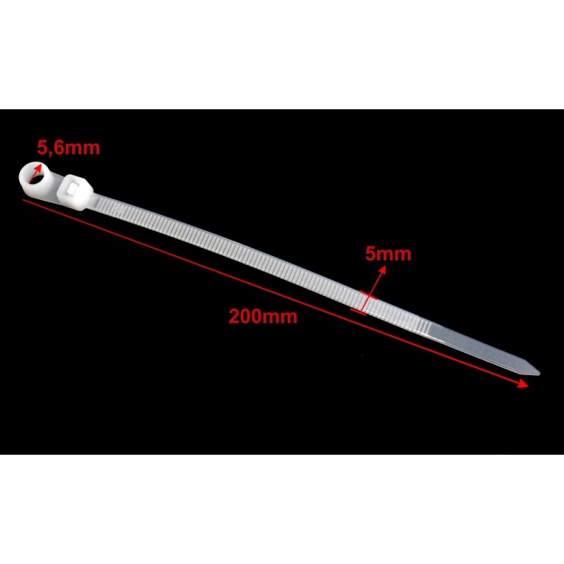 Set 100 x Colier de Plastic cu Cap Montabil, 5 x 200mm, Alb